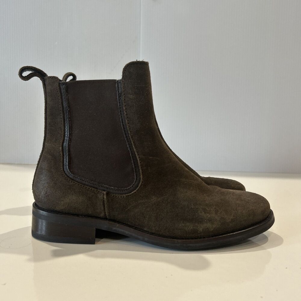 Thursday Boot Co. Chelsea Boots Dark Brown Waxed Suede Leather Women's 6.5